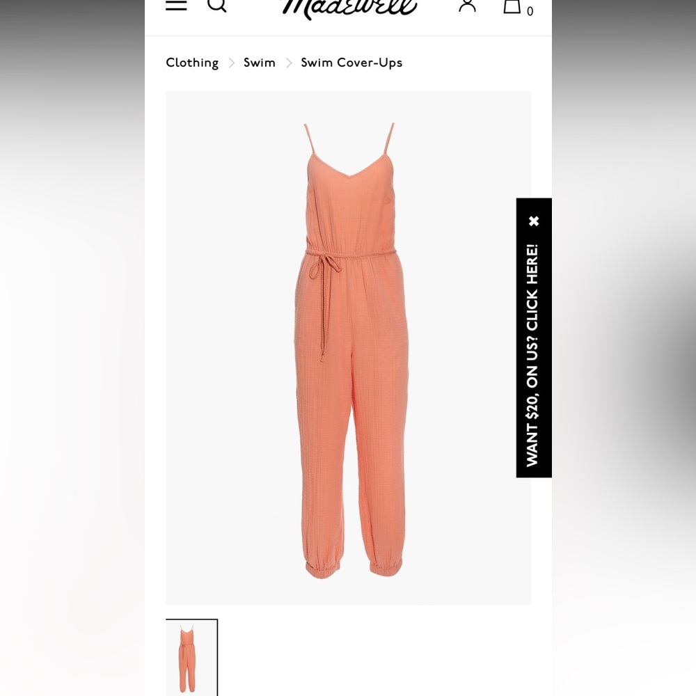 Madewell gauze tie waist jumpsuit
